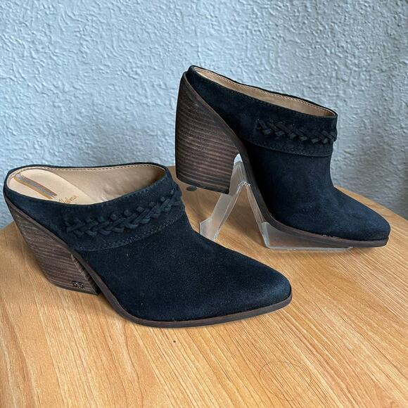 NWT Sam Edelman New York Alison Black Suede Mule Heels - Picture 3 of 7
